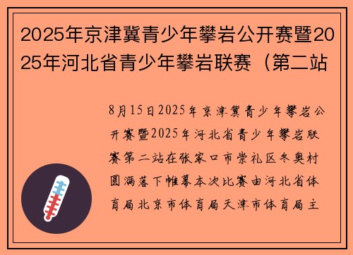 2025年京津冀青少年攀岩公开赛暨2025年河北省青少年攀岩联赛（第二站）圆满完赛